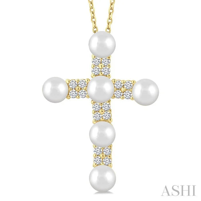 Cross Pearl & Diamond Fashion Pendant