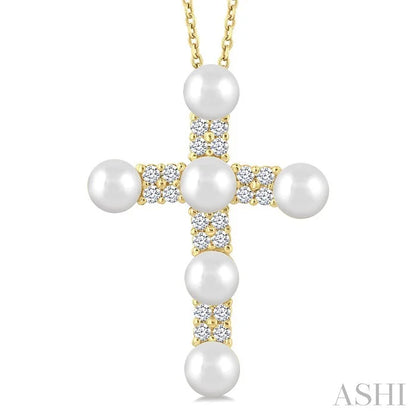 Cross Pearl & Diamond Fashion Pendant