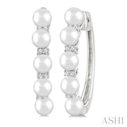 Pearl & Diamond Fashion Hoop Earrings