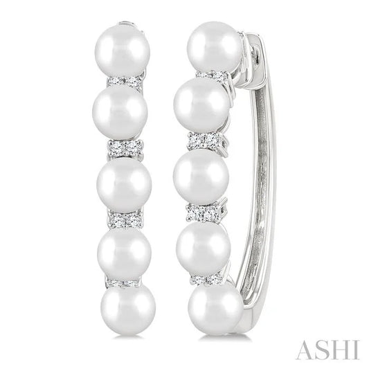Pearl & Diamond Fashion Hoop Earrings