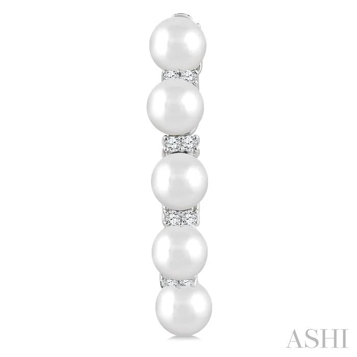 Pearl & Diamond Fashion Hoop Earrings