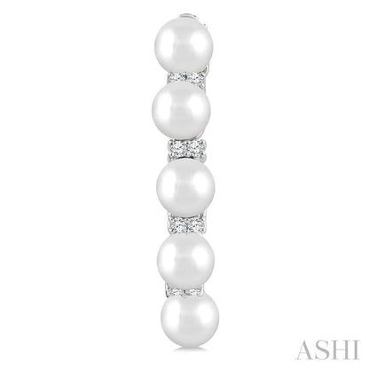 Pearl & Diamond Fashion Hoop Earrings