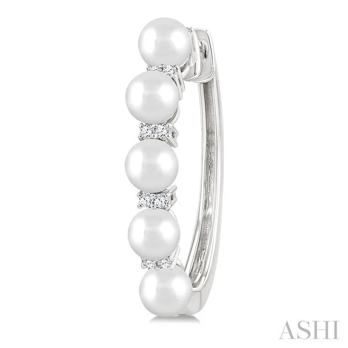 Pearl & Diamond Fashion Hoop Earrings