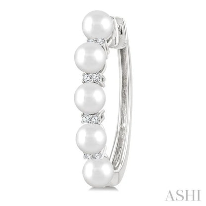 Pearl & Diamond Fashion Hoop Earrings