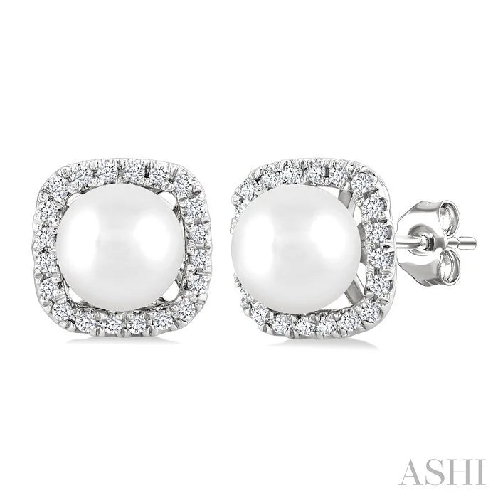 Pearl & Petite Halo Diamond Fashion Earrings