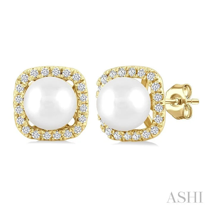 Pearl & Petite Halo Diamond Fashion Earrings