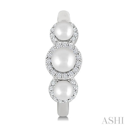 Pearl & Halo Diamond Half Hoop Earrings