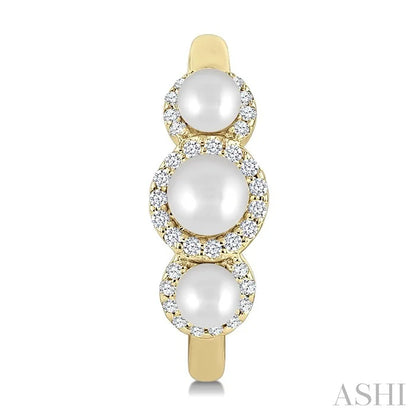 Pearl & Halo Diamond Half Hoop Earrings
