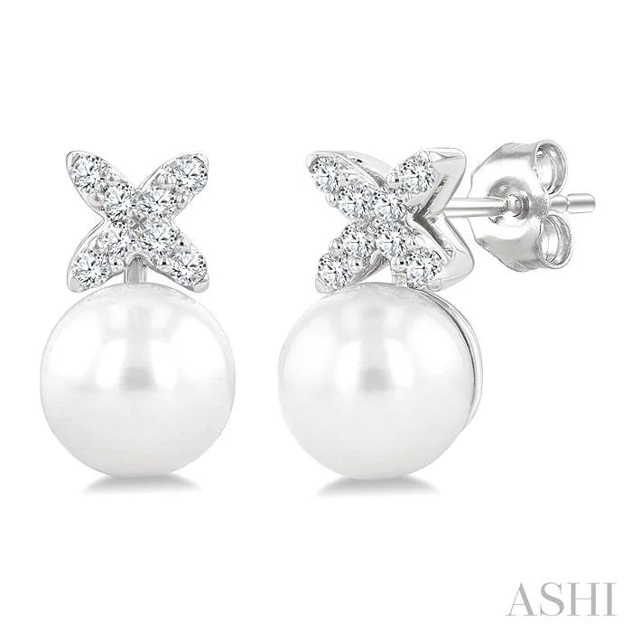 Pearl & Diamond Floral Fashion Earrings
