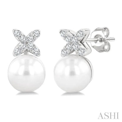 Pearl & Diamond Floral Fashion Earrings