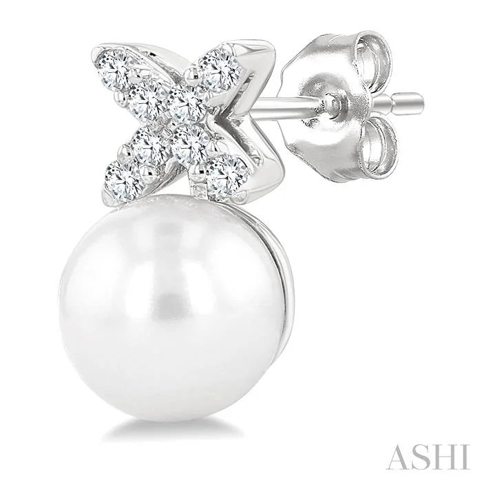 Pearl & Diamond Floral Fashion Earrings
