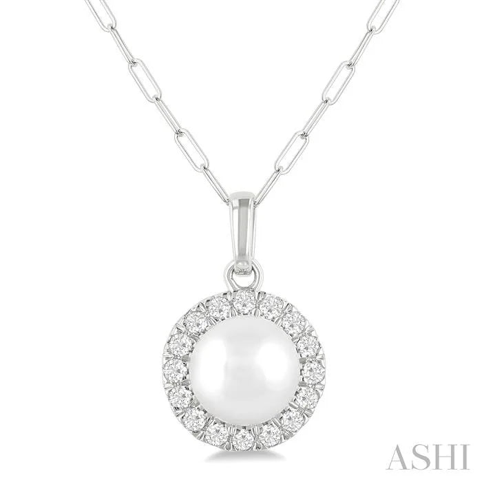 Pearl & Halo Diamond Pendant