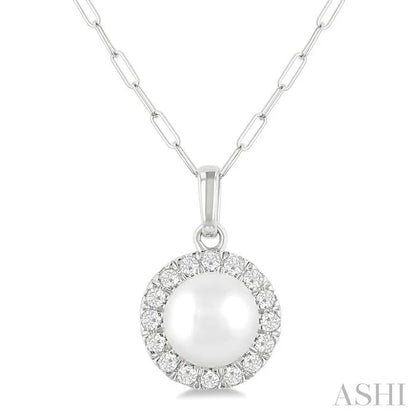 Pearl & Halo Diamond Pendant