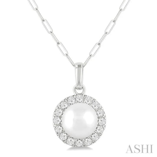 Pearl & Halo Diamond Pendant