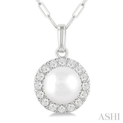 Pearl & Halo Diamond Pendant