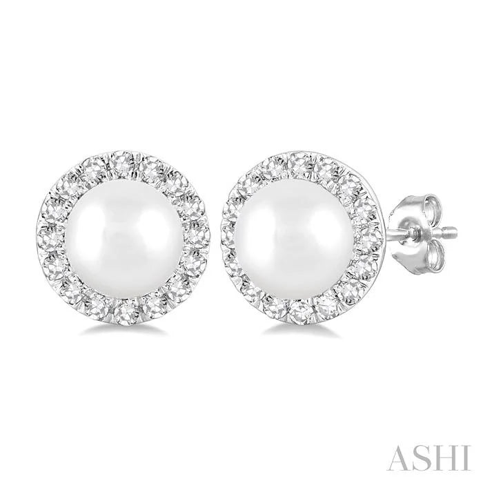 Pearl & Halo Diamond Earrings