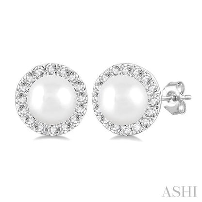 Pearl & Halo Diamond Earrings