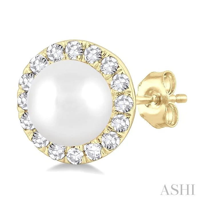 Pearl & Halo Diamond Earrings