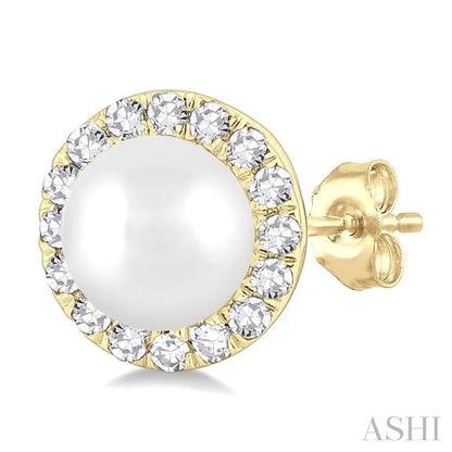 Pearl & Halo Diamond Earrings