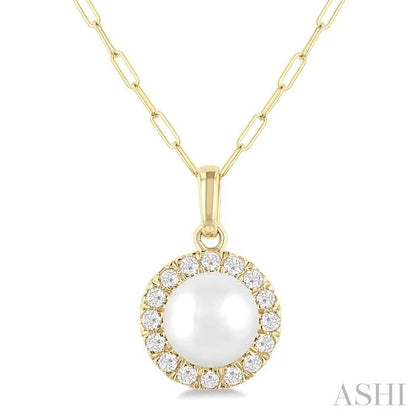 Pearl & Halo Diamond Pendant