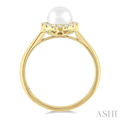 Pearl & Halo Diamond Ring