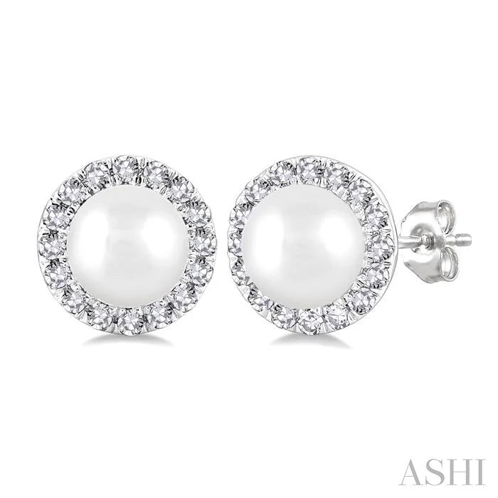 Pearl & Halo Diamond Earrings