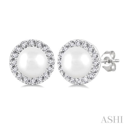 Pearl & Halo Diamond Earrings