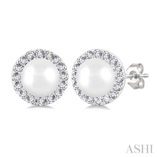 Pearl & Halo Diamond Earrings