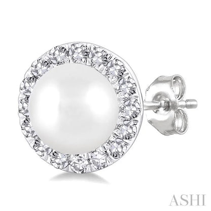 Pearl & Halo Diamond Earrings