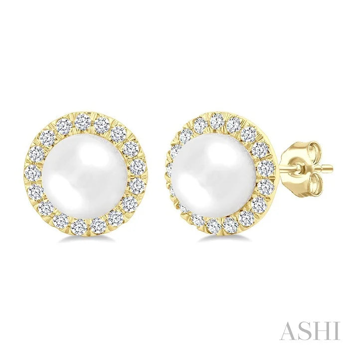 Pearl & Halo Diamond Earrings