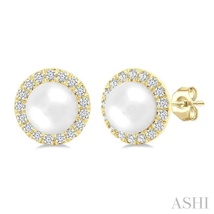 Pearl & Halo Diamond Earrings