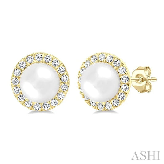 Pearl & Halo Diamond Earrings