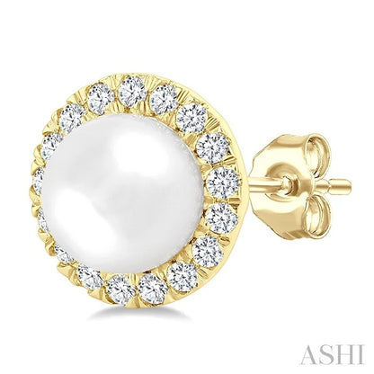 Pearl & Halo Diamond Earrings