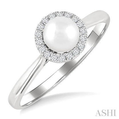 Pearl & Halo Diamond Ring