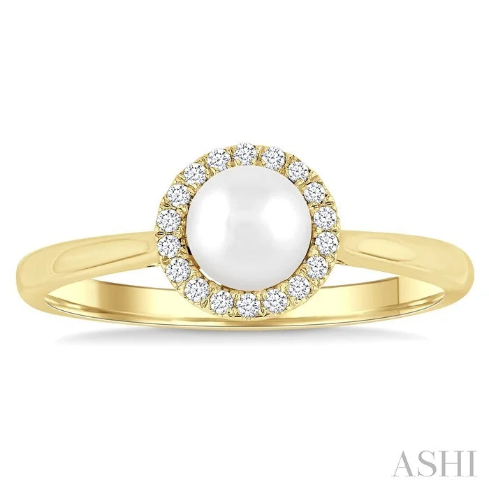 Pearl & Halo Diamond Ring