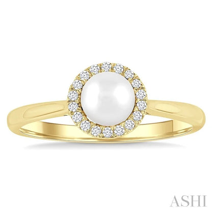 Pearl & Halo Diamond Ring