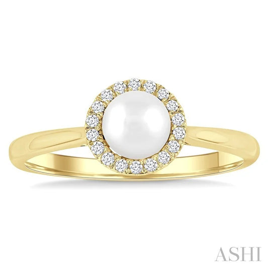 Pearl & Halo Diamond Ring