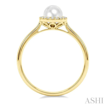 Pearl & Halo Diamond Ring