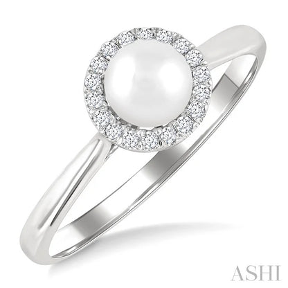 Pearl & Halo Diamond Ring