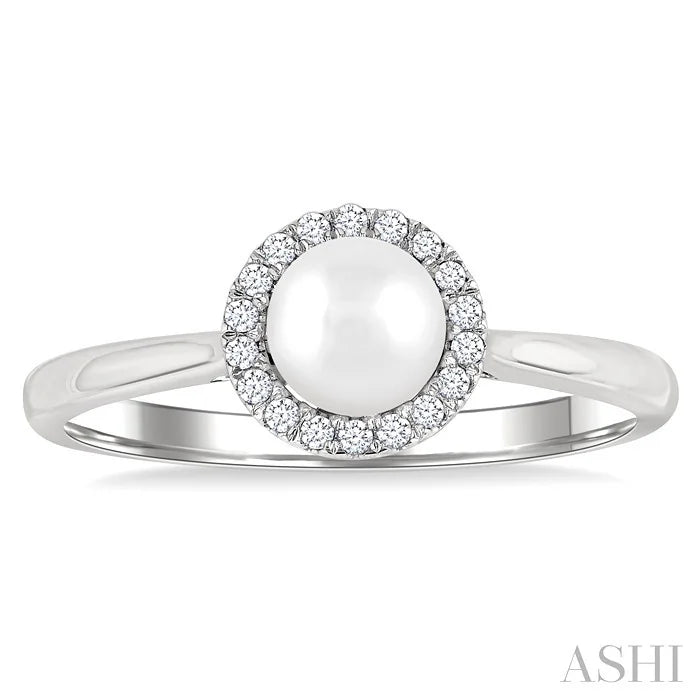 Pearl & Halo Diamond Ring