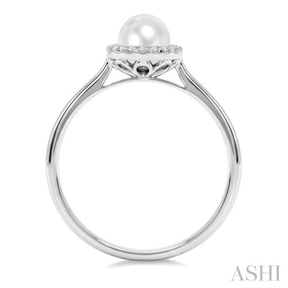 Pearl & Halo Diamond Ring