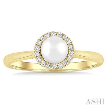 Pearl & Halo Diamond Ring