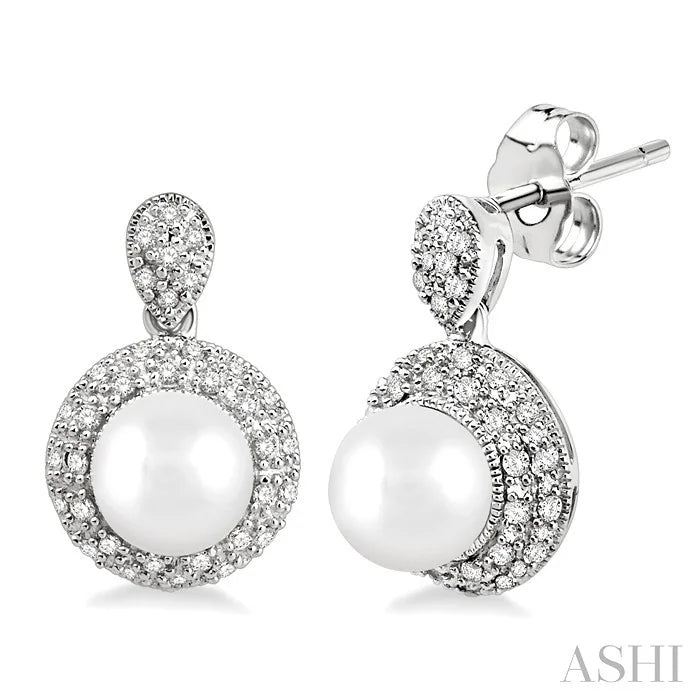 Pearl & Halo Diamond Earrings