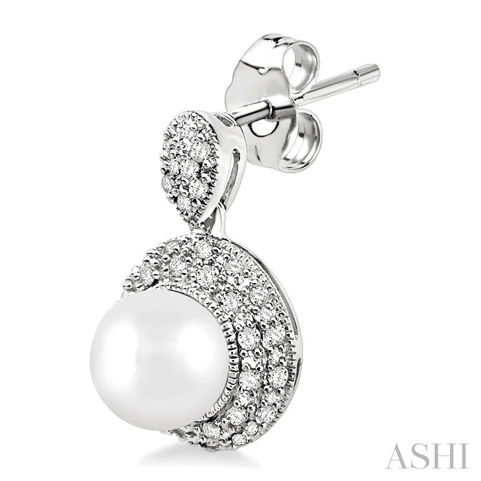 Pearl & Halo Diamond Earrings