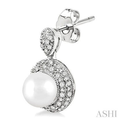 Pearl & Halo Diamond Earrings