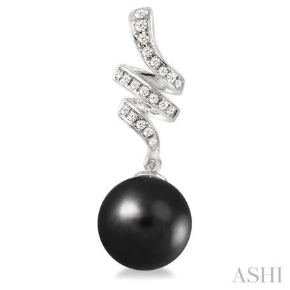 Black Pearl & Diamond Fashion Earrings
