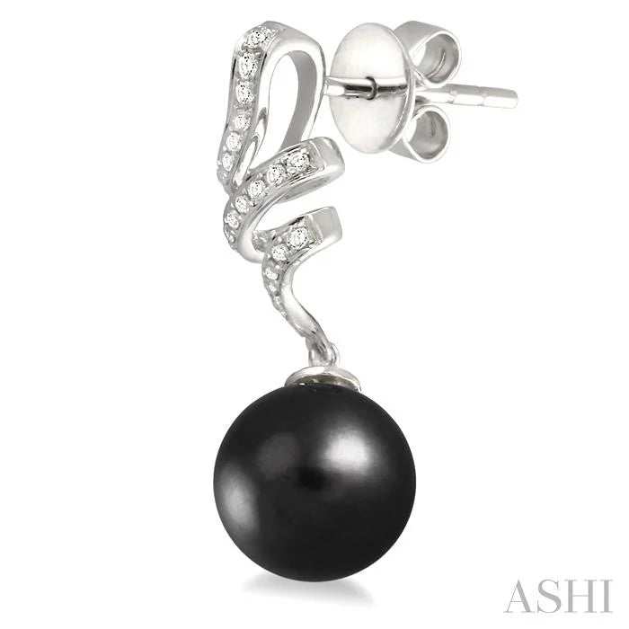 Black Pearl & Diamond Fashion Earrings