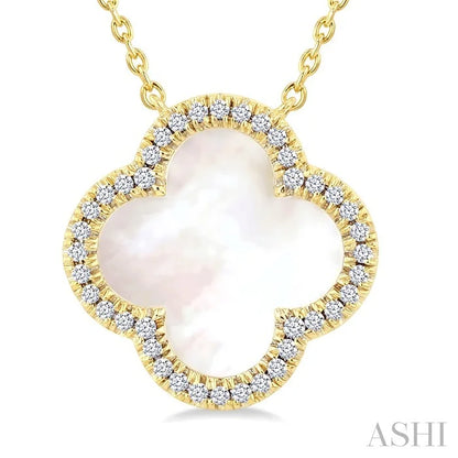 Clover Mother Of Pearl & Halo Diamond Pendant