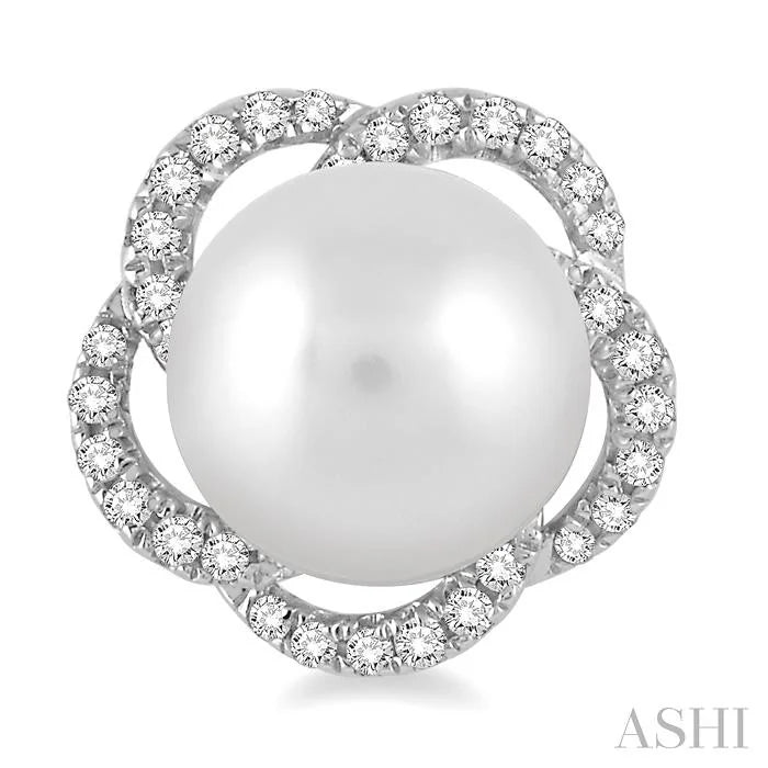 Flower Pearl & Diamond Earrings