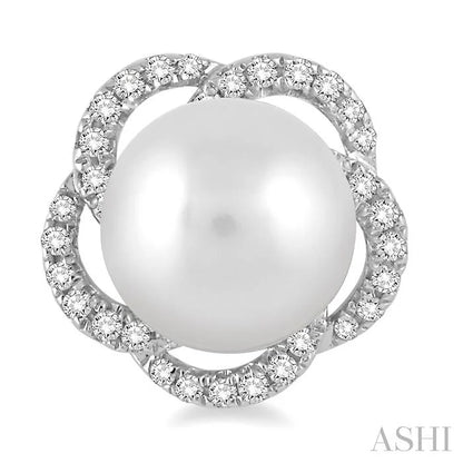 Flower Pearl & Diamond Earrings
